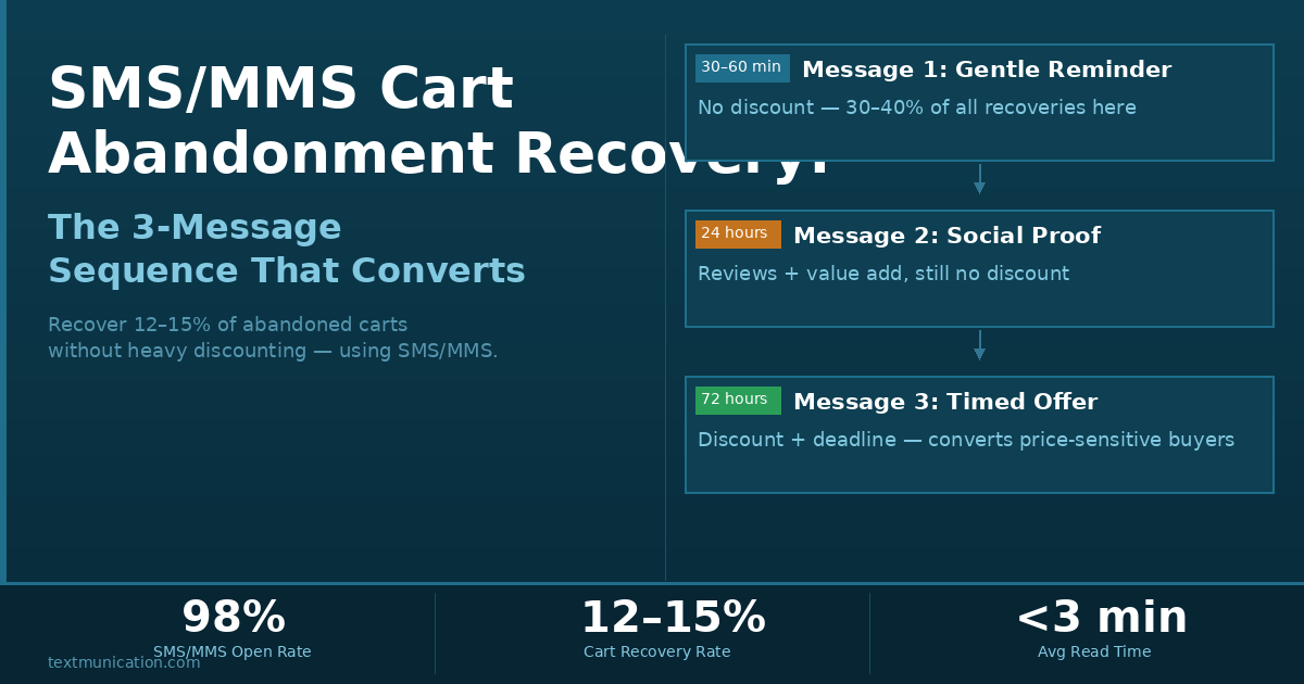 SMS/MMS Cart Abandonment Recovery: The 3-Message Sequence That Converts